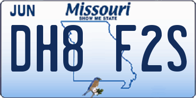 MO license plate DH8F2S