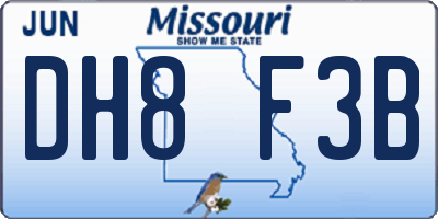 MO license plate DH8F3B