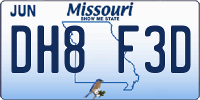 MO license plate DH8F3D