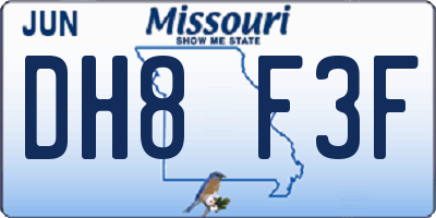 MO license plate DH8F3F