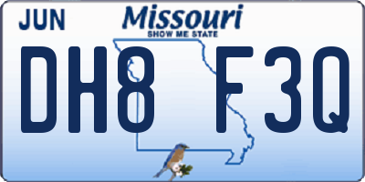 MO license plate DH8F3Q