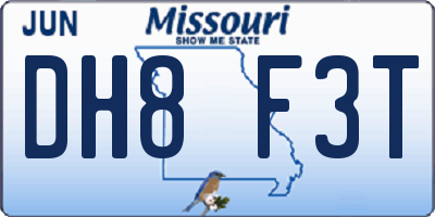 MO license plate DH8F3T