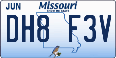 MO license plate DH8F3V