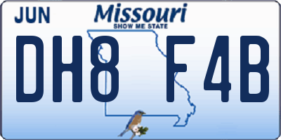 MO license plate DH8F4B