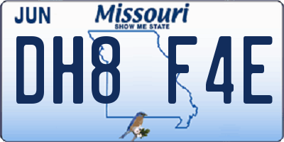 MO license plate DH8F4E