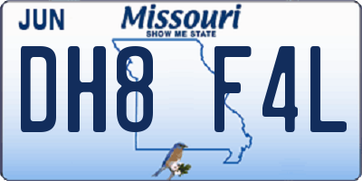 MO license plate DH8F4L