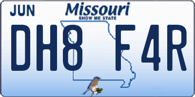MO license plate DH8F4R
