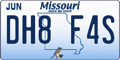 MO license plate DH8F4S