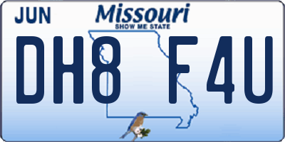 MO license plate DH8F4U