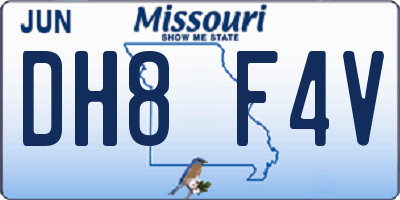 MO license plate DH8F4V