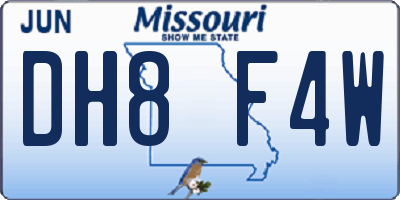 MO license plate DH8F4W