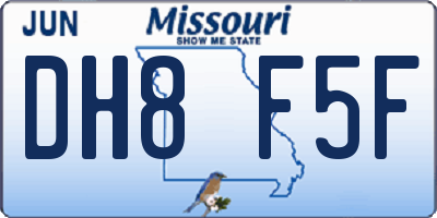 MO license plate DH8F5F