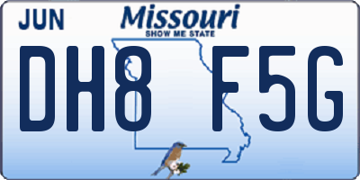 MO license plate DH8F5G