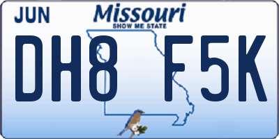MO license plate DH8F5K