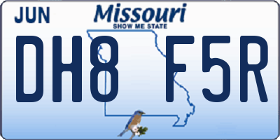 MO license plate DH8F5R