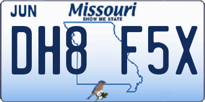 MO license plate DH8F5X