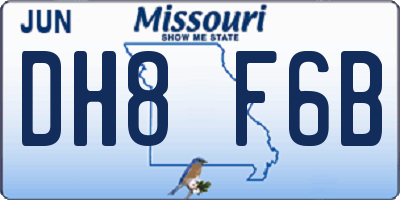 MO license plate DH8F6B