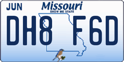 MO license plate DH8F6D