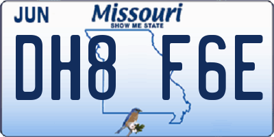 MO license plate DH8F6E