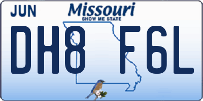 MO license plate DH8F6L