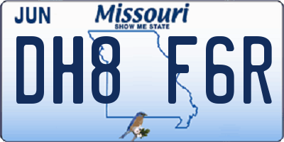 MO license plate DH8F6R