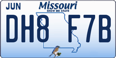 MO license plate DH8F7B