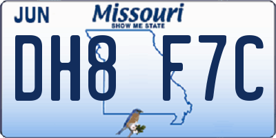 MO license plate DH8F7C