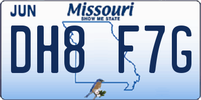 MO license plate DH8F7G