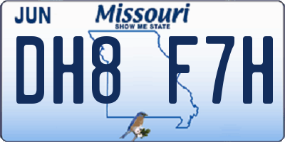 MO license plate DH8F7H