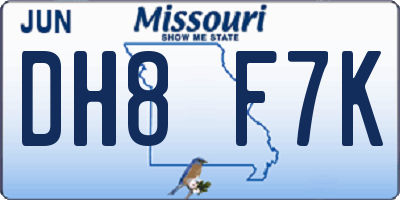 MO license plate DH8F7K