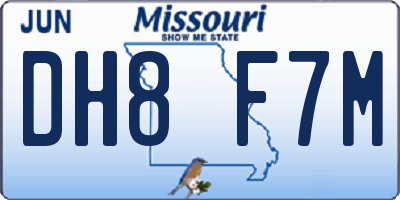 MO license plate DH8F7M