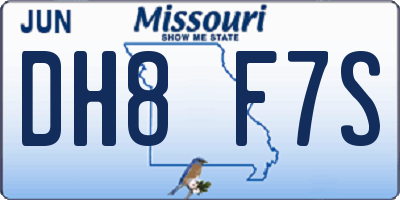 MO license plate DH8F7S