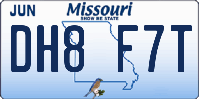 MO license plate DH8F7T