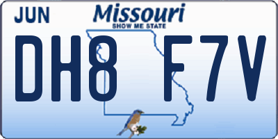 MO license plate DH8F7V