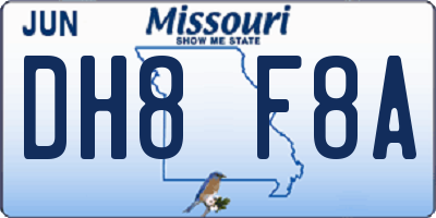 MO license plate DH8F8A