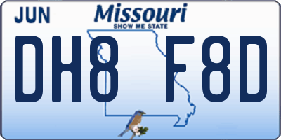 MO license plate DH8F8D