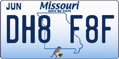 MO license plate DH8F8F