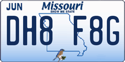 MO license plate DH8F8G