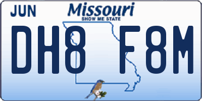 MO license plate DH8F8M