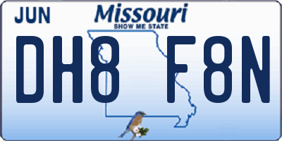 MO license plate DH8F8N