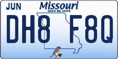 MO license plate DH8F8Q