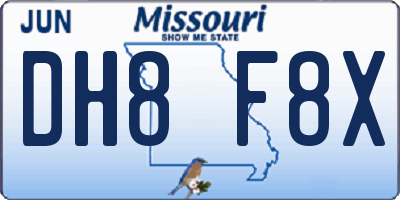 MO license plate DH8F8X