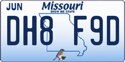 MO license plate DH8F9D