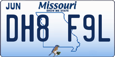 MO license plate DH8F9L