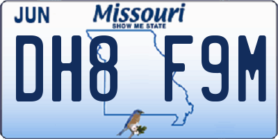 MO license plate DH8F9M