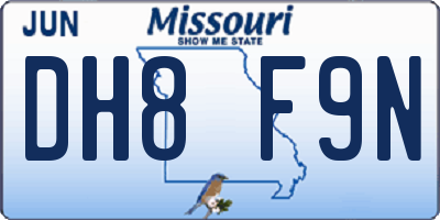 MO license plate DH8F9N