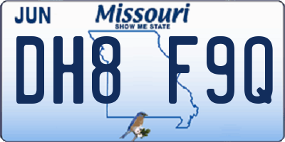 MO license plate DH8F9Q