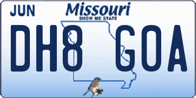 MO license plate DH8G0A
