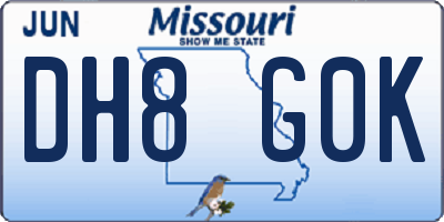 MO license plate DH8G0K