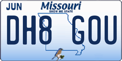 MO license plate DH8G0U